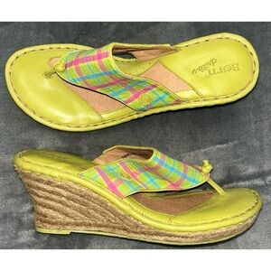 🩷💚 Born Drilles Plaid Wedged Sandals